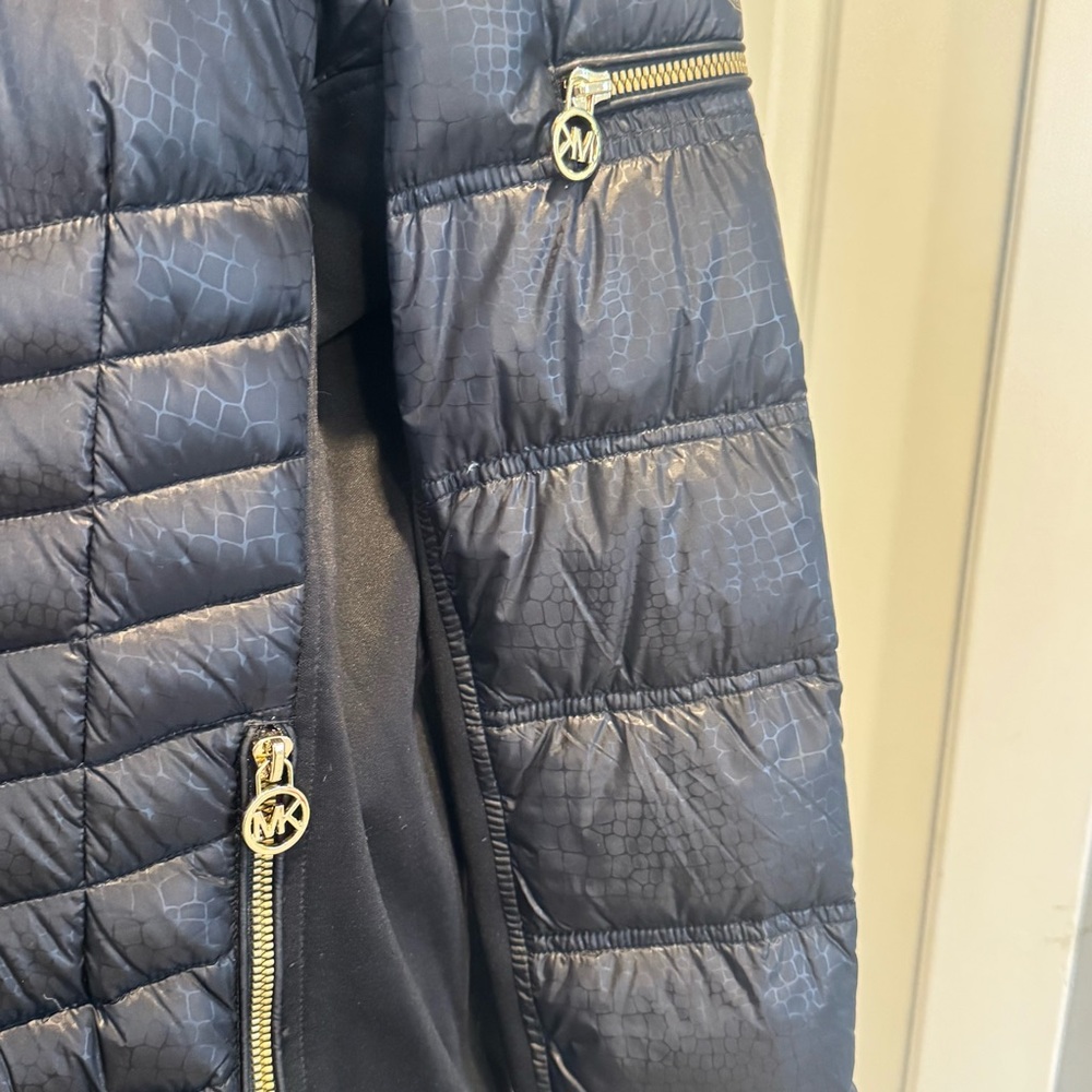 Michael Kors, black down puffer, parka fur lined hood coat jacket, XL - Picture 7 of 15
